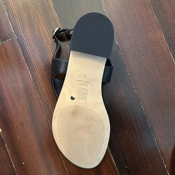 Stuart Weirzman Santorini Sandal - Black Leather - Size 8